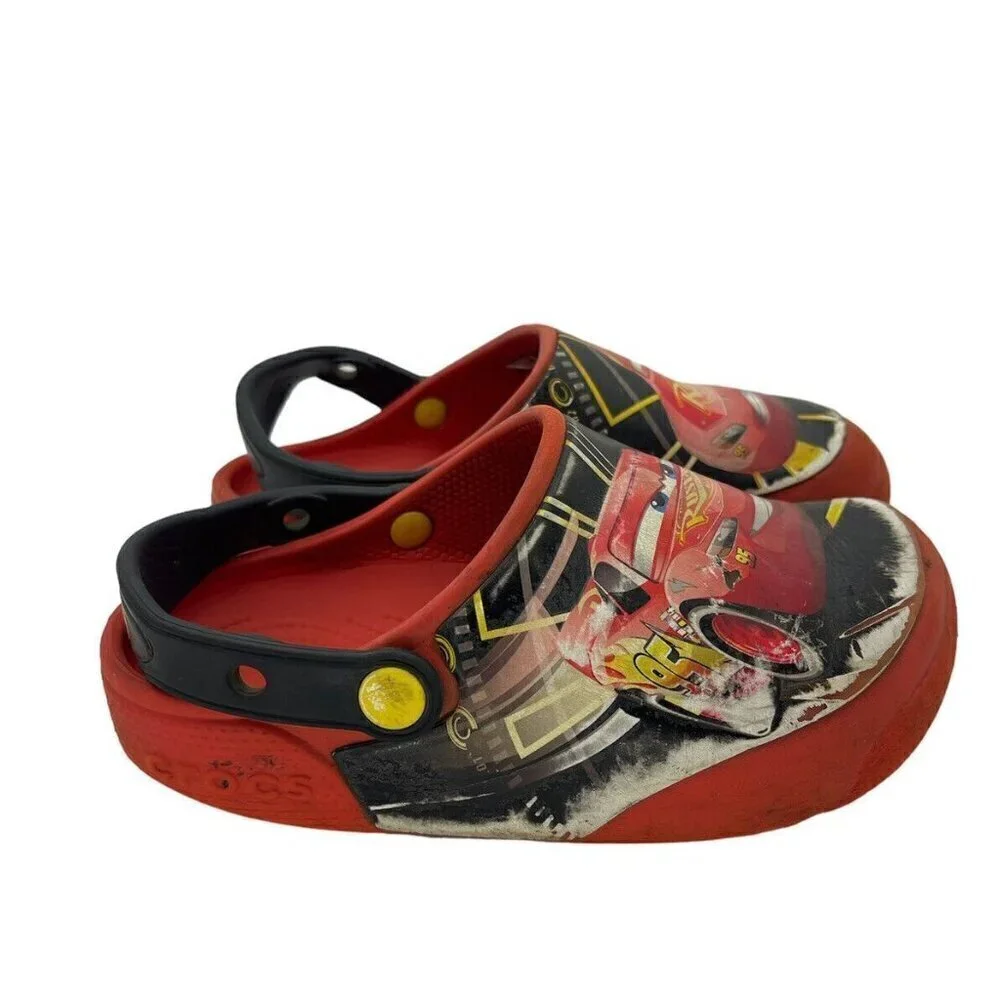 CROCS Disney CARS 3 Funlab Lights Light Up Red Clogs Toddler Size C 3 **FLAW**